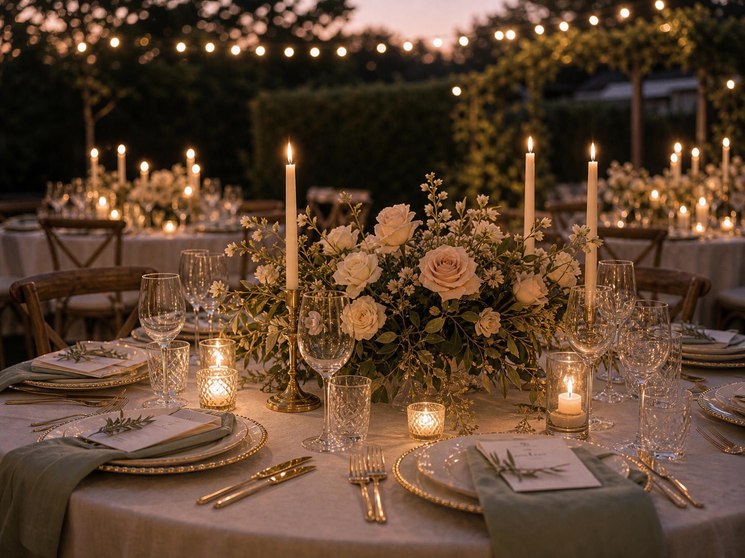 Candlelit wedding table with flowers for bridal shower inspiration
