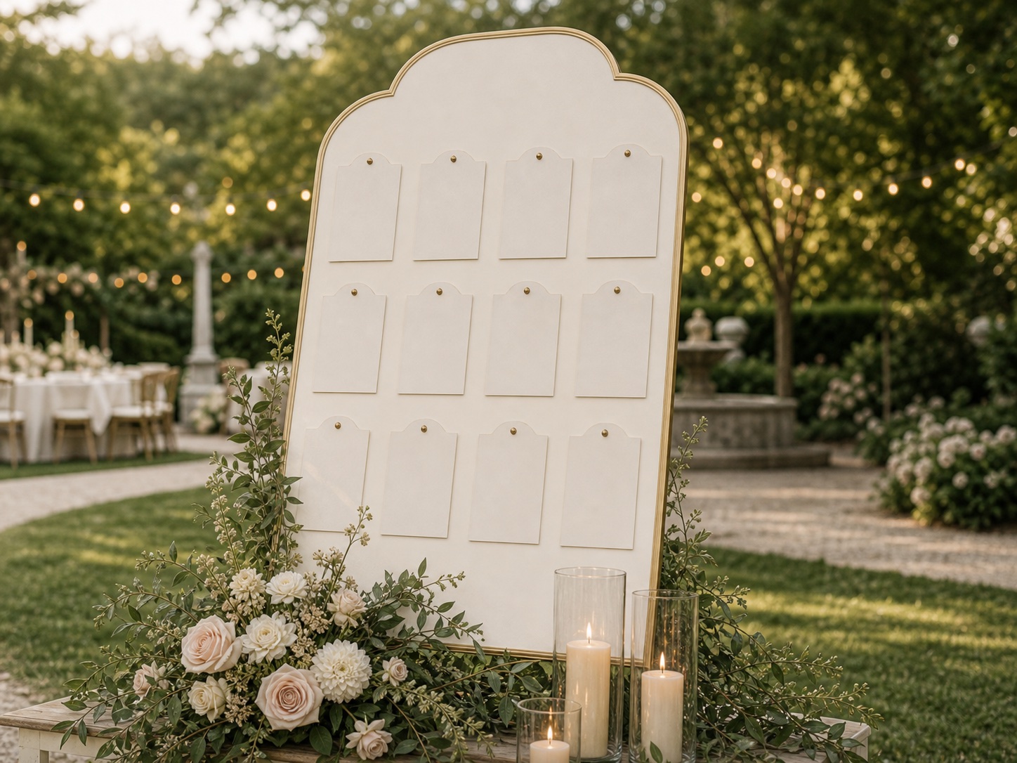Wedding seating chart and reception details for timeline planning